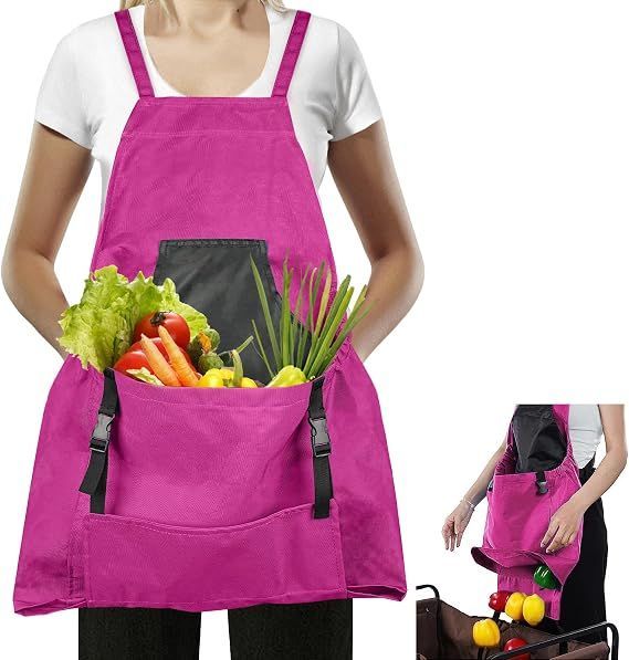 1Pack Gardening Apron, Garden Apron with Quick Release Pockets,Water Resistant Oxford with Adjustment Cross Strap,Farm Work - Red - Size 1Pack